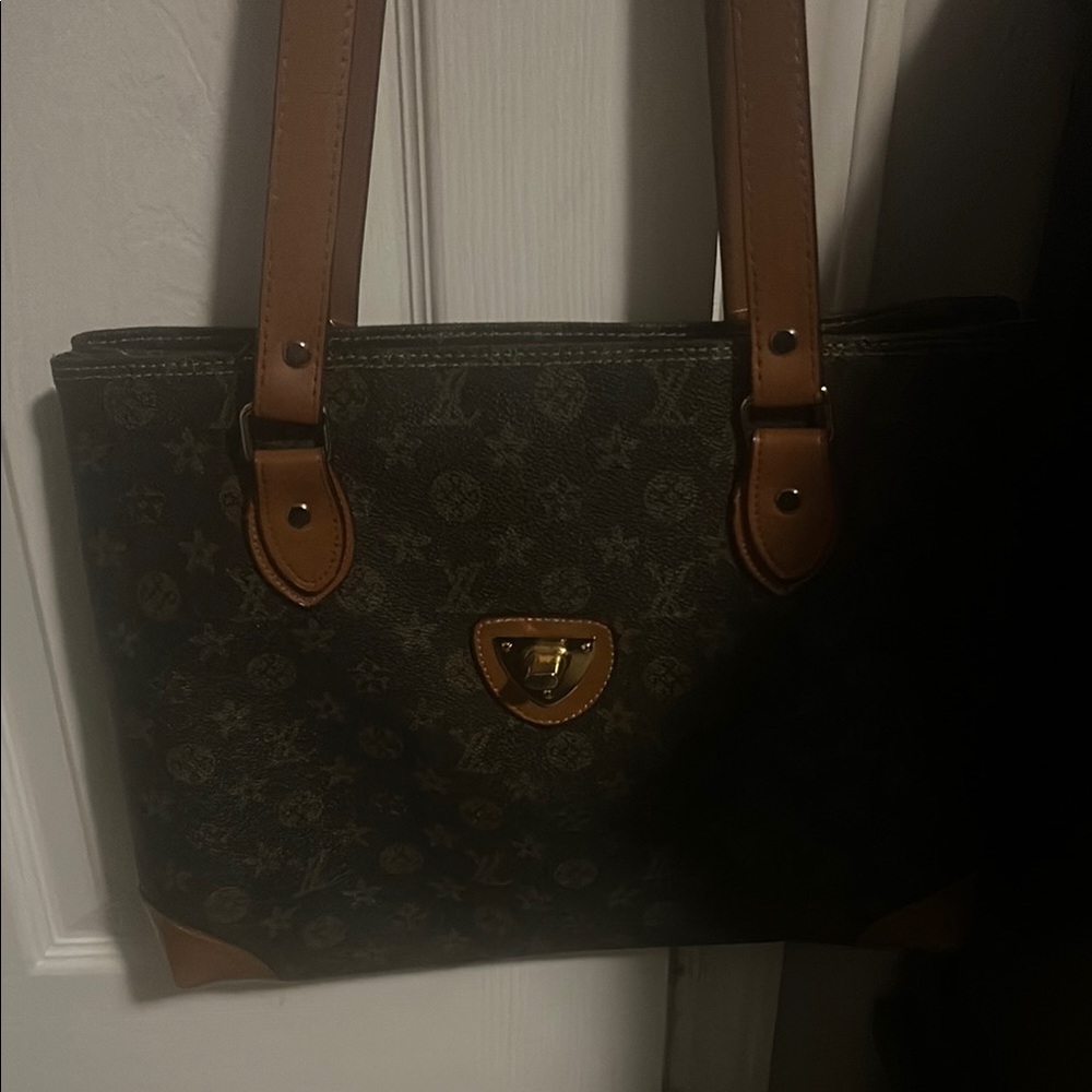 Brown and Black Designer Tote Bag